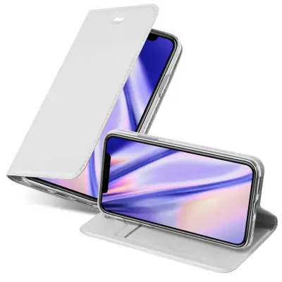 Cadorabo Ohišje, združljivo z Apple iPhone XS MAX v klasično srebrno - Zaščitni ovitek z magnetnim zapiranjem, stoječo funkcijo in režo za kartice