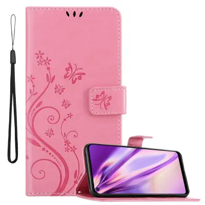 CADORABO Huawei P40 LITE E v klasična zlata - ovitek v cvetličnem dizajnu z magnetnim zapiranjem, stoječo funkcijo in režami za kartice