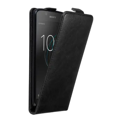 Cadorabo Ohišje, združljivo z Sony Xperia L1 v nočna črna - Zaščitni ovitek v obliki flipa z magnetnim zapiranjem