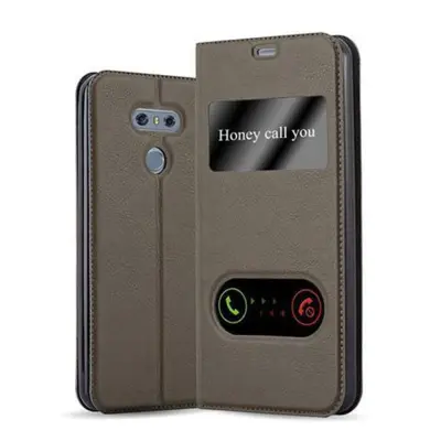Cadorabo Ohišje, združljivo z LG G6 v kamnito rjava - Zaščitni ovitek z magnetnim zapiranjem, stoječo funkcijo in 2 okencema za gledanje