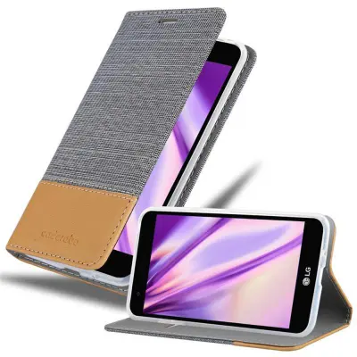 CADORABO Ohišje, združljiv z LG v svetlo sivo rjavi barvi - zaščitni pokrov z magnetnim zapiranjem, stoječo funkcijo in režo za kartico