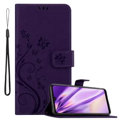 CADORABO Xiaomi RedMi NOTE 7 v klasična temno modra - ovitek v cvetličnem dizajnu z magnetnim zapiranjem, stoječo funkcijo in režami za kartice