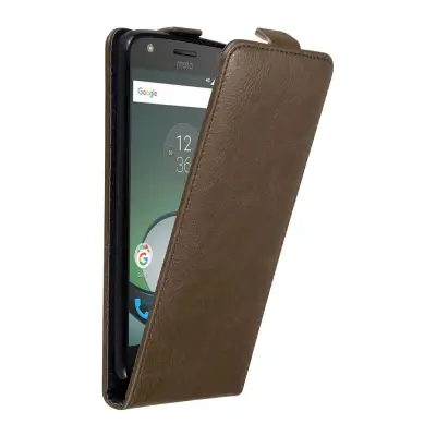 Cadorabo Ohišje, združljivo z Motorola MOTO Z PLAY v kava rjava - Zaščitni ovitek v obliki flipa z magnetnim zapiranjem