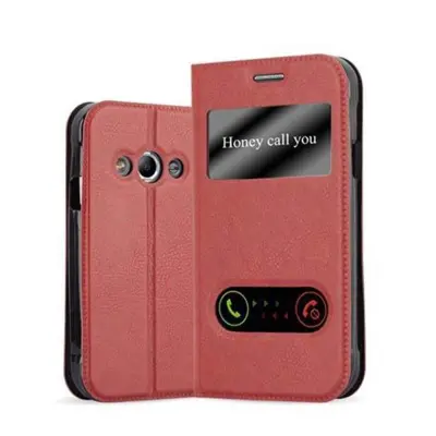 CADORABO Samsung Galaxy XCover 3 v žafranovo rdeča - Zaščitni ovitek z magnetnim zapiranjem, stoječo funkcijo in 2 okencema za gledanje