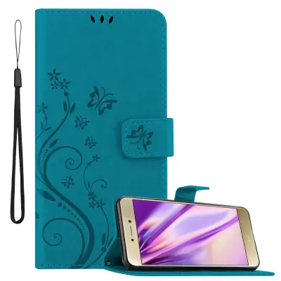 CADORABO Huawei P8 LITE 2017/P9 LITE 2017 rožnato zlata - ovitek v cvetličnem dizajnu z magnetnim zapiranjem, stoječo funkcijo in režami za kartice