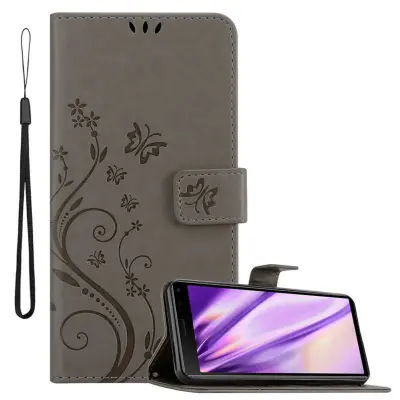 CADORABO Sony Xperia 8 v klasična črna - ovitek v cvetličnem dizajnu z magnetnim zapiranjem, stoječo funkcijo in režami za kartice