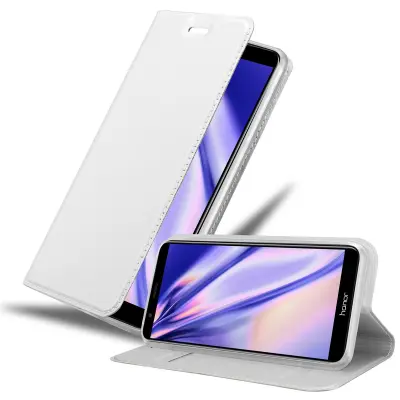 Cadorabo Ohišje, združljivo z Honor 7X v klasično srebrno - Zaščitni ovitek z magnetnim zapiranjem, stoječo funkcijo in režo za kartice