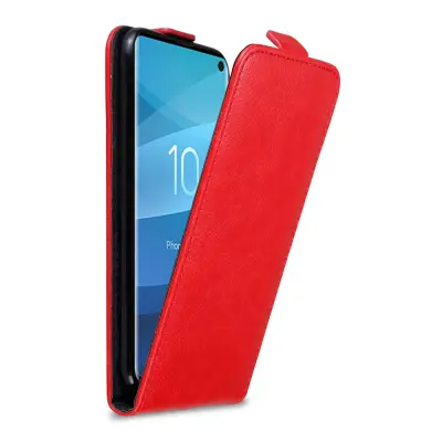 Cadorabo Ohišje, združljivo z Samsung Galaxy S10 4G v rdeče jabolko - Zaščitni ovitek v obliki flipa z magnetnim zapiranjem