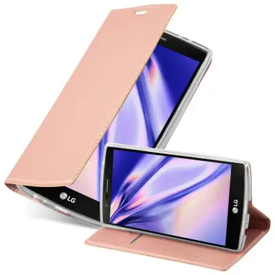 Cadorabo Ohišje, združljivo z LG G4 / G4 PLUS v klasična rožnata zlata - Zaščitni ovitek z magnetnim zapiranjem, stoječo funkcijo in režo za kartice