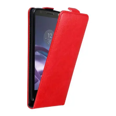 Cadorabo Ohišje, združljivo z Motorola MOTO Z v rdeče jabolko - Zaščitni ovitek v obliki flipa z magnetnim zapiranjem