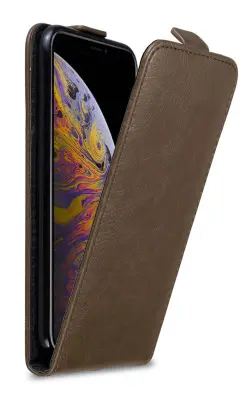 Cadorabo Ohišje, združljivo z Apple iPhone XS MAX v kava rjava - Zaščitni ovitek v obliki flipa z magnetnim zapiranjem