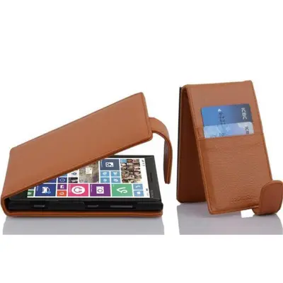 Cadorabo Ohišje, združljivo z Nokia Lumia 929 / 930 v sedlo rjave barve - Zaščitni ovitek v obliki flipa iz teksturiranega umetnega usnja