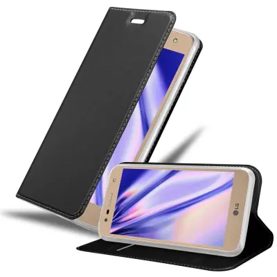 Cadorabo Ohišje, združljivo z LG X POWER 2 v klasična črna - Zaščitni ovitek z magnetnim zapiranjem, stoječo funkcijo in režo za kartice