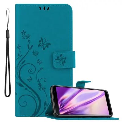CADORABO Samsung Galaxy J4 PLUS v klasična rožnata zlata - ovitek v cvetličnem dizajnu z magnetnim zapiranjem, stoječo funkcijo in režami za kartice