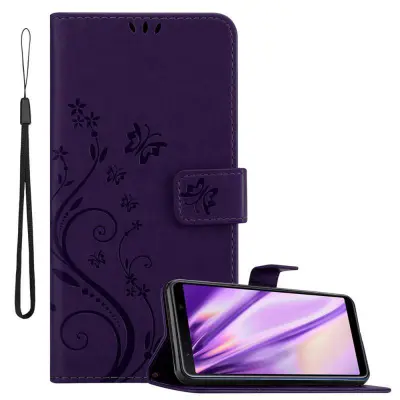 CADORABO Samsung Galaxy A7 2018 v klasična temno modra - ovitek v cvetličnem dizajnu z magnetnim zapiranjem, stoječo funkcijo in režami za kartice