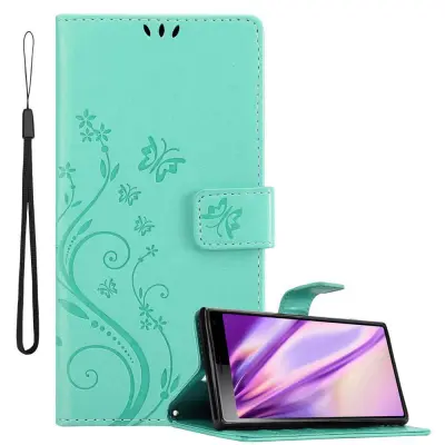 CADORABO Sony Xperia 10/Xperia XA3 v klasično srebrno - ovitek v cvetličnem dizajnu z magnetnim zapiranjem, stoječo funkcijo in režami za kartice