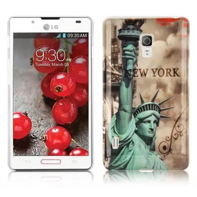 Cadorabo Case, združljiv z LG -jem z New Yorkom - Kip Of Liberty Print - Trda zaščitna ovitek pri trendovskem oblikovanju