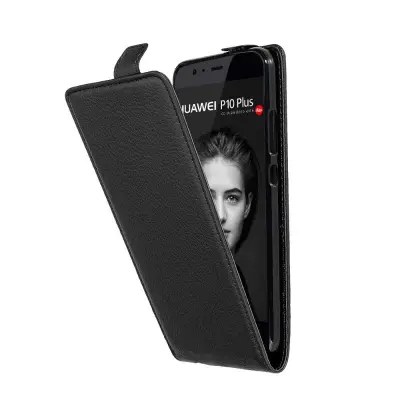 Cadorabo Ohišje, združljivo z Huawei P10 PLUS v oksidna črna - Zaščitni ovitek v obliki flipa iz teksturiranega umetnega usnja