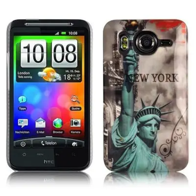 Primer Cadorabo, združljiv s HTC -jem z New Yorkom - Kip of Liberty Print - Trda zaščitna kritje pri trendovskem oblikovanju