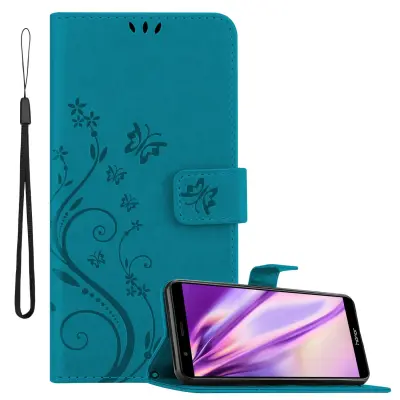 CADORABO Honor 7X v klasična rožnata zlata - ovitek v cvetličnem dizajnu z magnetnim zapiranjem, stoječo funkcijo in režami za kartice