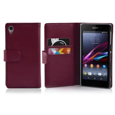 Cadorabo Ohišje, združljivo z Sony Xperia Z1 v pastelno vijolično - Zaščitni ovitek iz teksturiranega umetnega usnja in žep za kartice