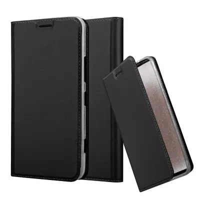 Cadorabo Ohišje, združljivo z Nokia Lumia 1320 v klasična črna - Zaščitni ovitek z magnetnim zapiranjem, stoječo funkcijo in režo za kartice