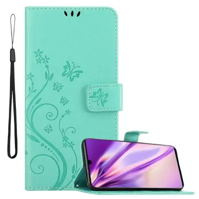 CADORABO Huawei P30 PRO v klasično srebrno - ovitek v cvetličnem dizajnu z magnetnim zapiranjem, stoječo funkcijo in režami za kartice
