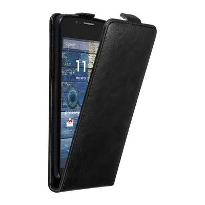 Cadorabo Ohišje, združljivo z Motorola MOTO G2 v nočna črna - Zaščitni ovitek v obliki flipa z magnetnim zapiranjem