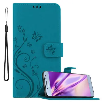 CADORABO Samsung Galaxy J5 2017 v klasična rožnata zlata - ovitek v cvetličnem dizajnu z magnetnim zapiranjem, stoječo funkcijo in režami za kartice