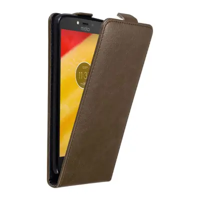 Cadorabo Ohišje, združljivo z Motorola MOTO C PLUS v kava rjava - Zaščitni ovitek v obliki flipa z magnetnim zapiranjem