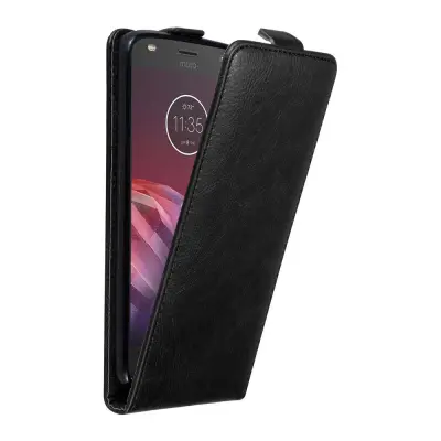 Cadorabo Ohišje, združljivo z Motorola MOTO Z2 v nočna črna - Zaščitni ovitek v obliki flipa z magnetnim zapiranjem
