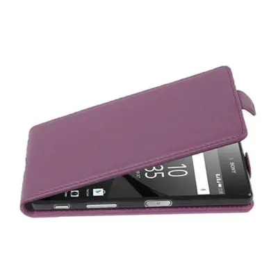 Cadorabo Ohišje, združljivo z Sony Xperia Z5 v pastelno vijolično - Zaščitni ovitek v obliki flipa iz teksturiranega umetnega usnja