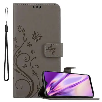 CADORABO Samsung Galaxy A10e/A20e v klasična črna - ovitek v cvetličnem dizajnu z magnetnim zapiranjem, stoječo funkcijo in režami za kartice