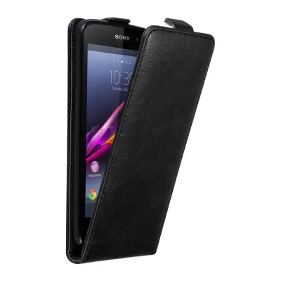 Cadorabo Ohišje, združljivo z Sony Xperia Z1 v nočna črna - Zaščitni ovitek v obliki flipa z magnetnim zapiranjem