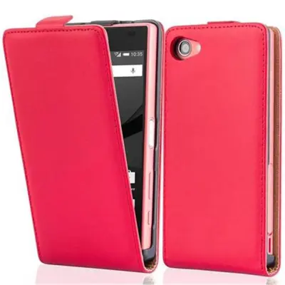 Cadorabo Ohišje, združljivo z Sony Xperia Z5 COMPACT v čili rdeča - Zaščitni ovitek v obliki flipa iz gladkega umetnega usnja