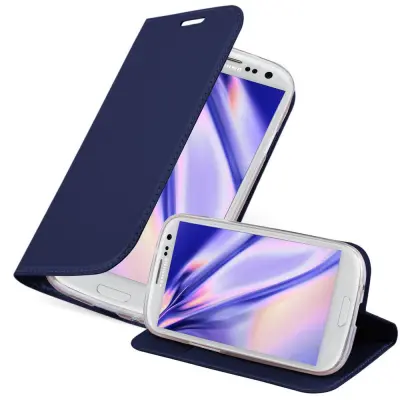 CADORABO Samsung Galaxy S3 MINI v klasična temno modra - Zaščitni ovitek z magnetnim zapiranjem, stoječo funkcijo in režo za kartice