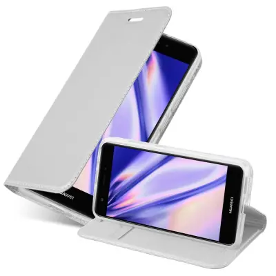 Cadorabo Ohišje, združljivo z Huawei NOVA v klasično srebrno - Zaščitni ovitek z magnetnim zapiranjem, stoječo funkcijo in režo za kartice
