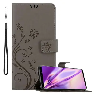 CADORABO Samsung Galaxy S9 PLUS v klasična črna - ovitek v cvetličnem dizajnu z magnetnim zapiranjem, stoječo funkcijo in režami za kartice