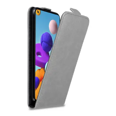 Cadorabo Ohišje, združljivo z Samsung Galaxy A21s v titanovo siva - Zaščitni ovitek v obliki flipa z magnetnim zapiranjem