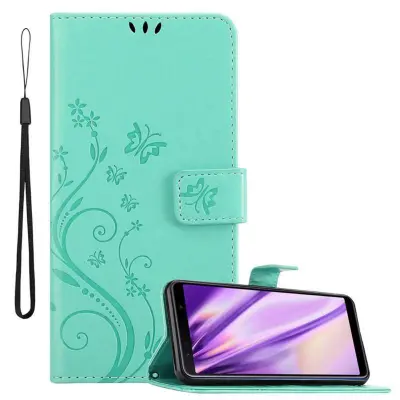 CADORABO Samsung Galaxy A7 2018 v klasično srebrno - ovitek v cvetličnem dizajnu z magnetnim zapiranjem, stoječo funkcijo in režami za kartice