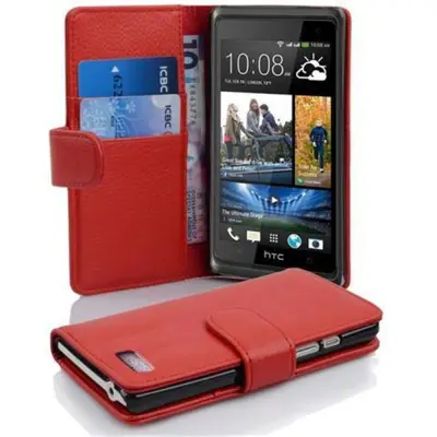 Cadorabo Ohišje, združljivo z HTC Desire 600 v rdeče sladkorno jabolko - Zaščitni ovitek iz teksturiranega umetnega usnja in žep za kartice
