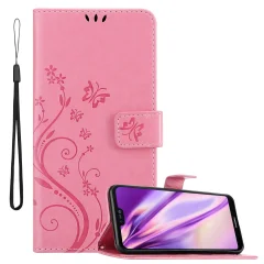 CADORABO Huawei P20 LITE 2018/NOVA 3E v klasična zlata - ovitek v cvetličnem dizajnu z magnetnim zapiranjem, stoječo funkcijo in režami za kartice