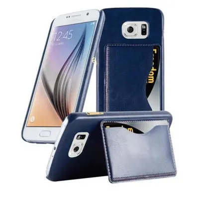 CADORABO Ohišje, združljiv s Samsungom v modrem - trdi zaščitni pokrov ohišja s faux usnjenim prekrivanjem, funkcijo stojala in režo za kartico