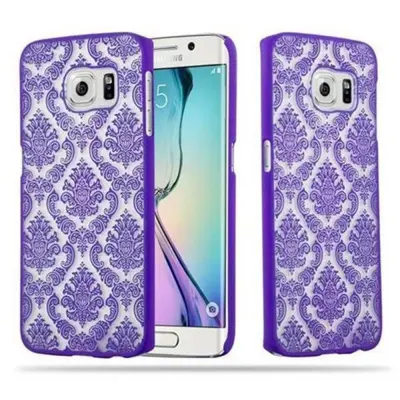 CADORABO primera, združljiv s Samsungom v vijolični - trdi zaščitni pokrov v Flower Paisley Henna Design proti praskam in udarcem