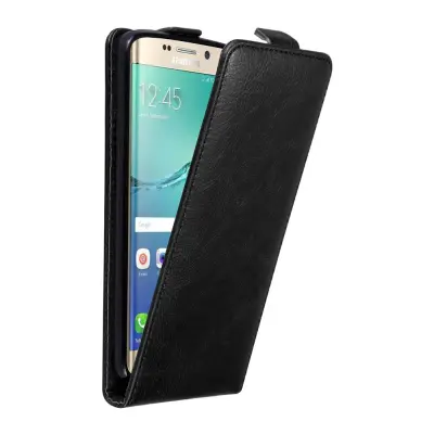 Cadorabo Ohišje, združljivo z Samsung Galaxy S6 EDGE PLUS v nočna črna - Zaščitni ovitek v obliki flipa z magnetnim zapiranjem