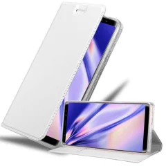 Cadorabo Ohišje, združljivo z Samsung Galaxy NOTE 8 v klasično srebrno - Zaščitni ovitek z magnetnim zapiranjem, stoječo funkcijo in režo za kartice