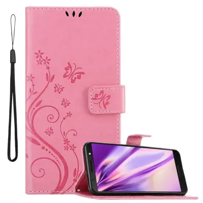 CADORABO Motorola MOTO G6 PLUS v klasična zlata - ovitek v cvetličnem dizajnu z magnetnim zapiranjem, stoječo funkcijo in režami za kartice