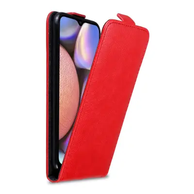 Cadorabo Ohišje, združljivo z Samsung Galaxy A10s / M01s v rdeče jabolko - Zaščitni ovitek v obliki flipa z magnetnim zapiranjem