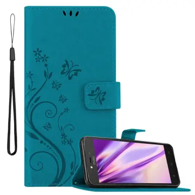 CADORABO Motorola MOTO C PLUS v klasična rožnata zlata - ovitek v cvetličnem dizajnu z magnetnim zapiranjem, stoječo funkcijo in režami za kartice