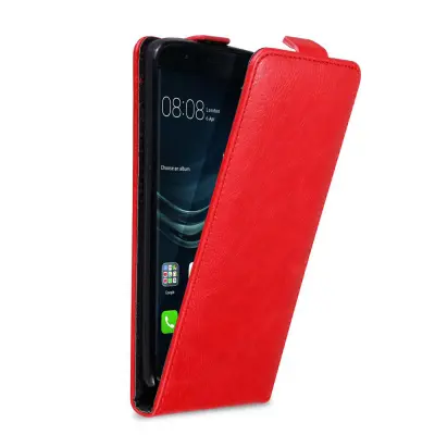 Cadorabo Ohišje, združljivo z Huawei P9 PLUS v rdeče jabolko - Zaščitni ovitek v obliki flipa z magnetnim zapiranjem